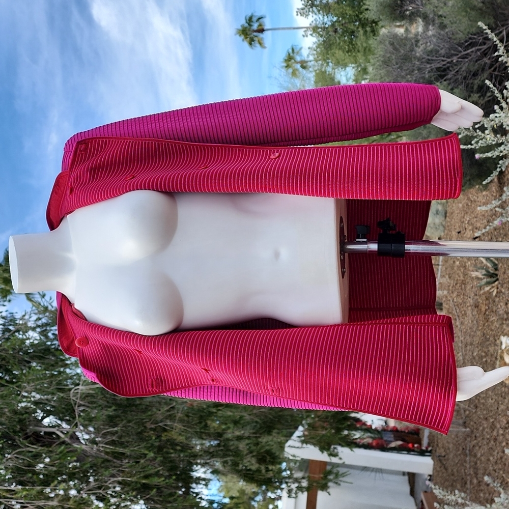 GIORGIO ARMANI Fuchsia Wool Blazer 46 Minimalist Cadet Jacket 90s Italy VINTAGE - Picture 11 of 16